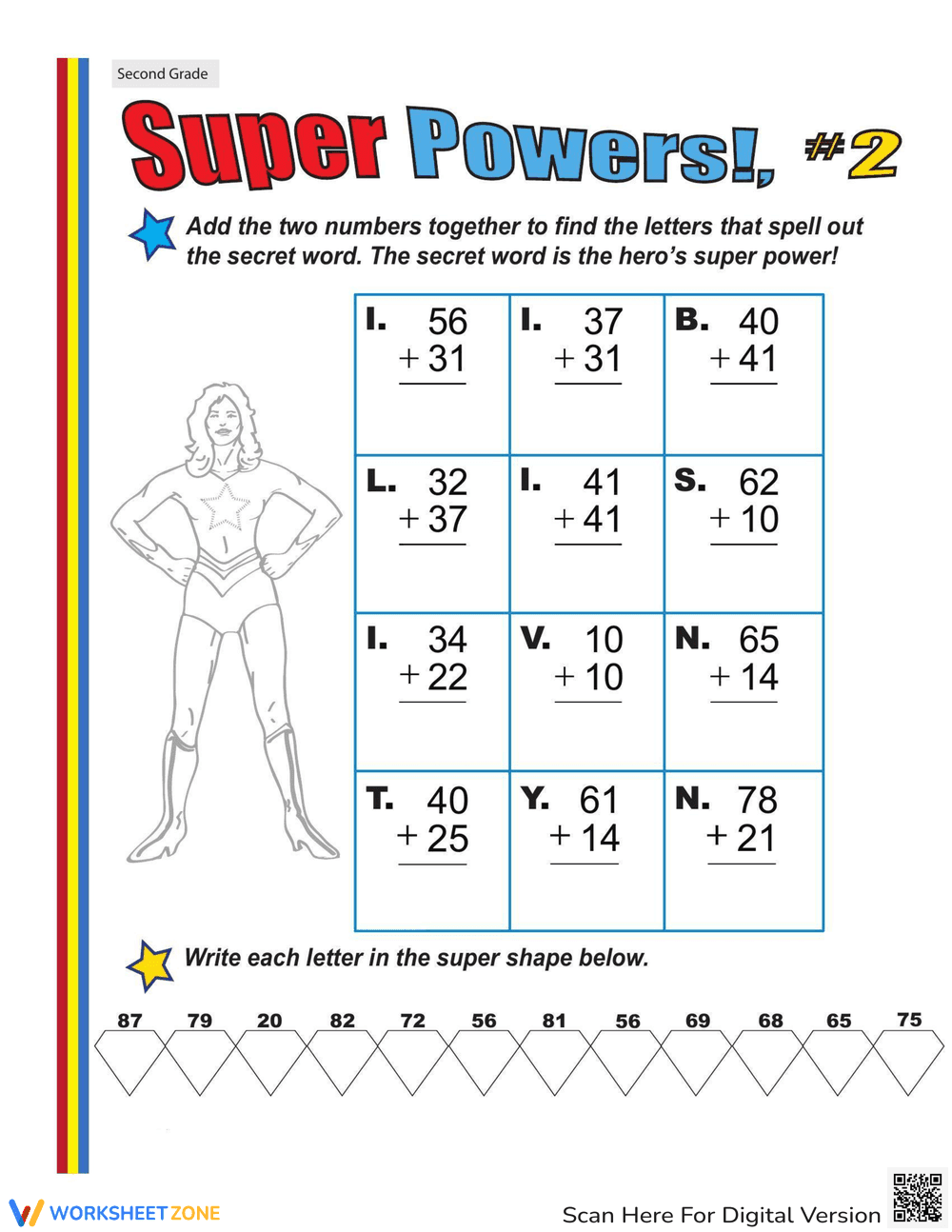 Two Digit Addition Worksheet - Page 1