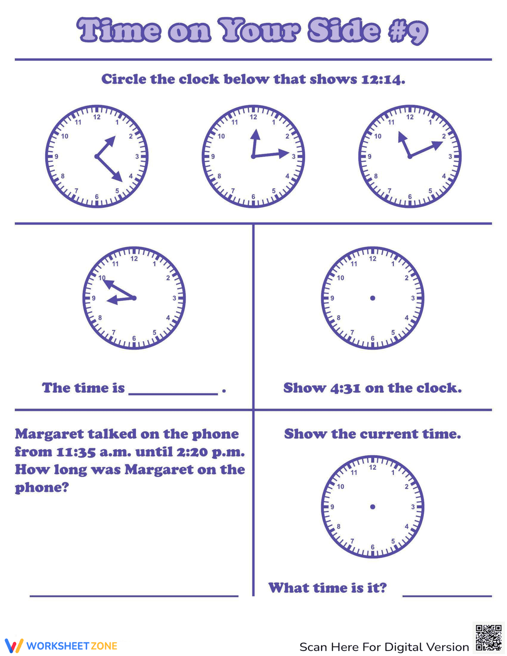 Time On Your Side: Time Worksheet - Page 1
