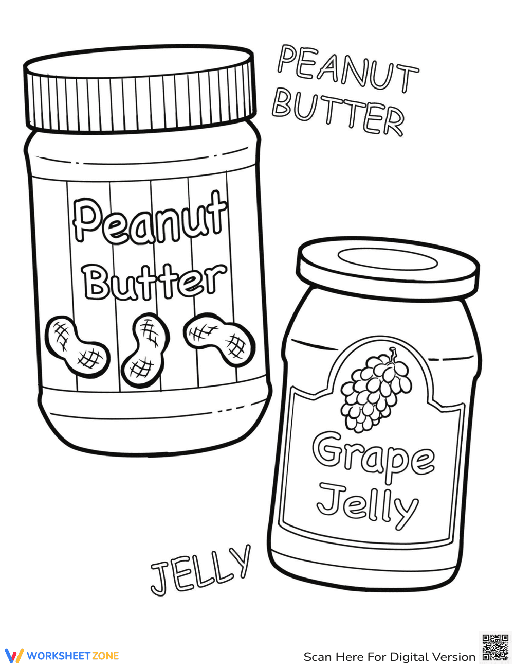 Peanut Butter and Jelly Coloring Page - Page 1