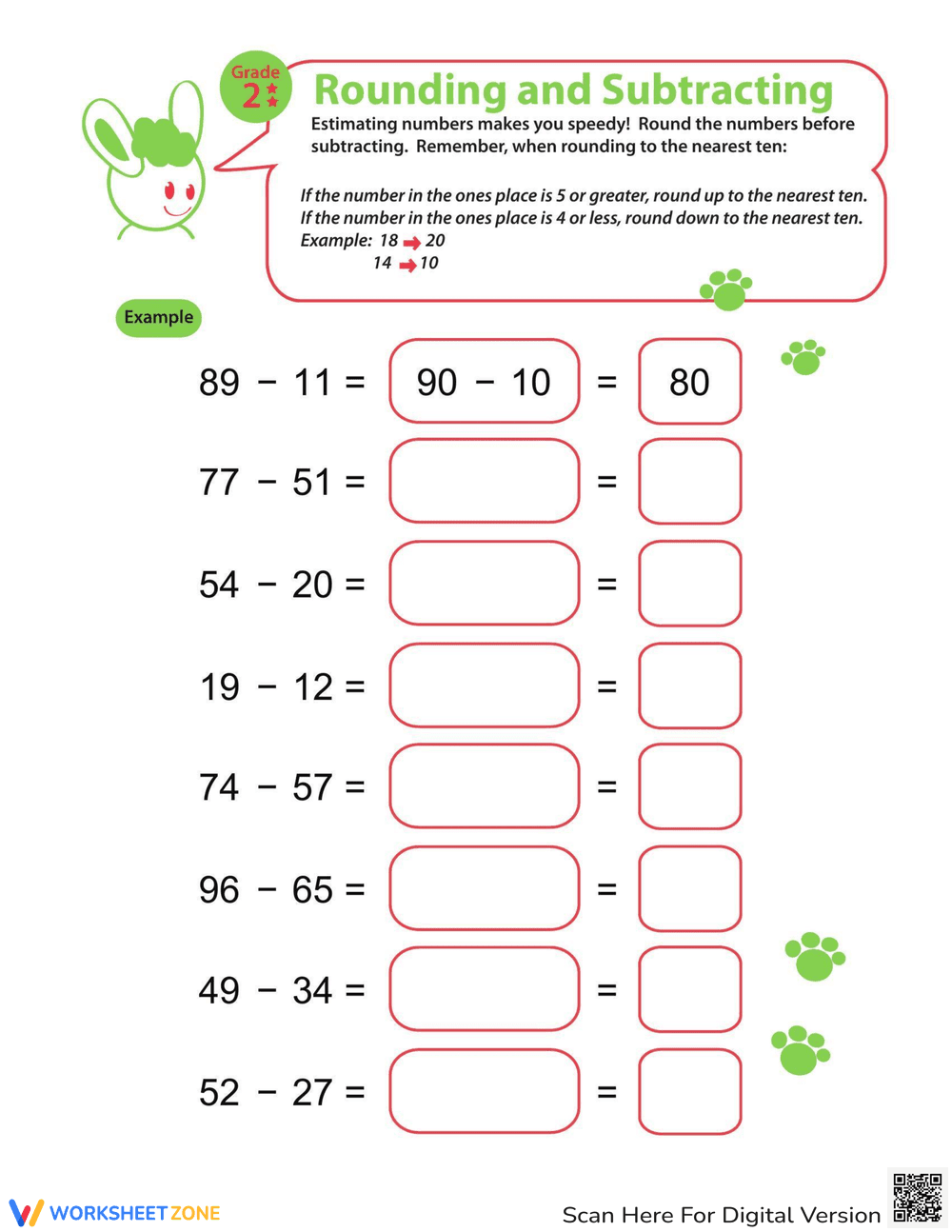 Speedy Rounding: Subtracting 1 Practice - Page 1