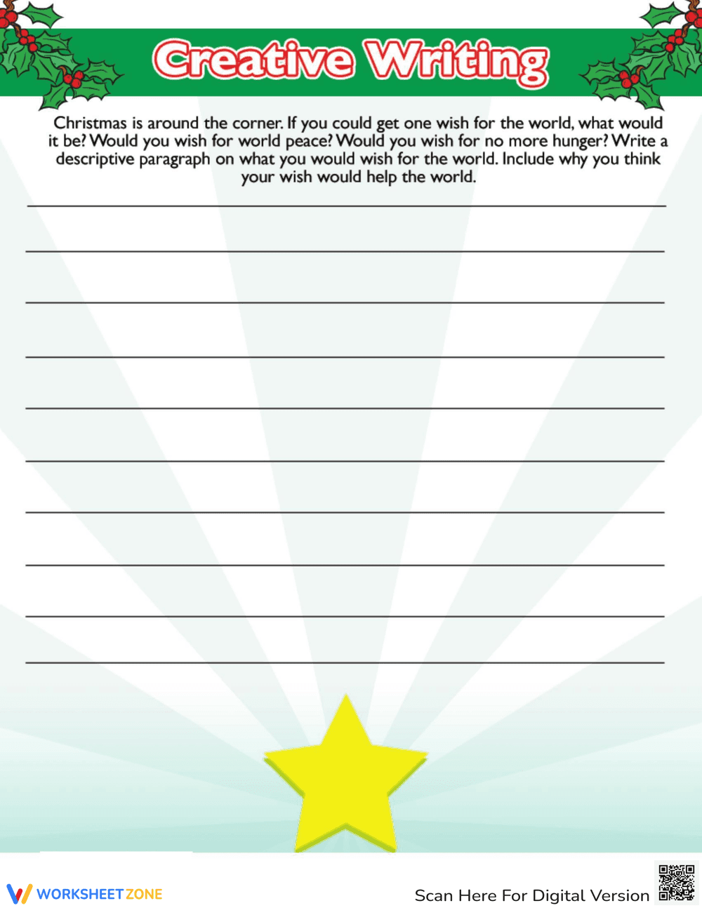 Christmas Writing Prompt Worksheet - Page 1