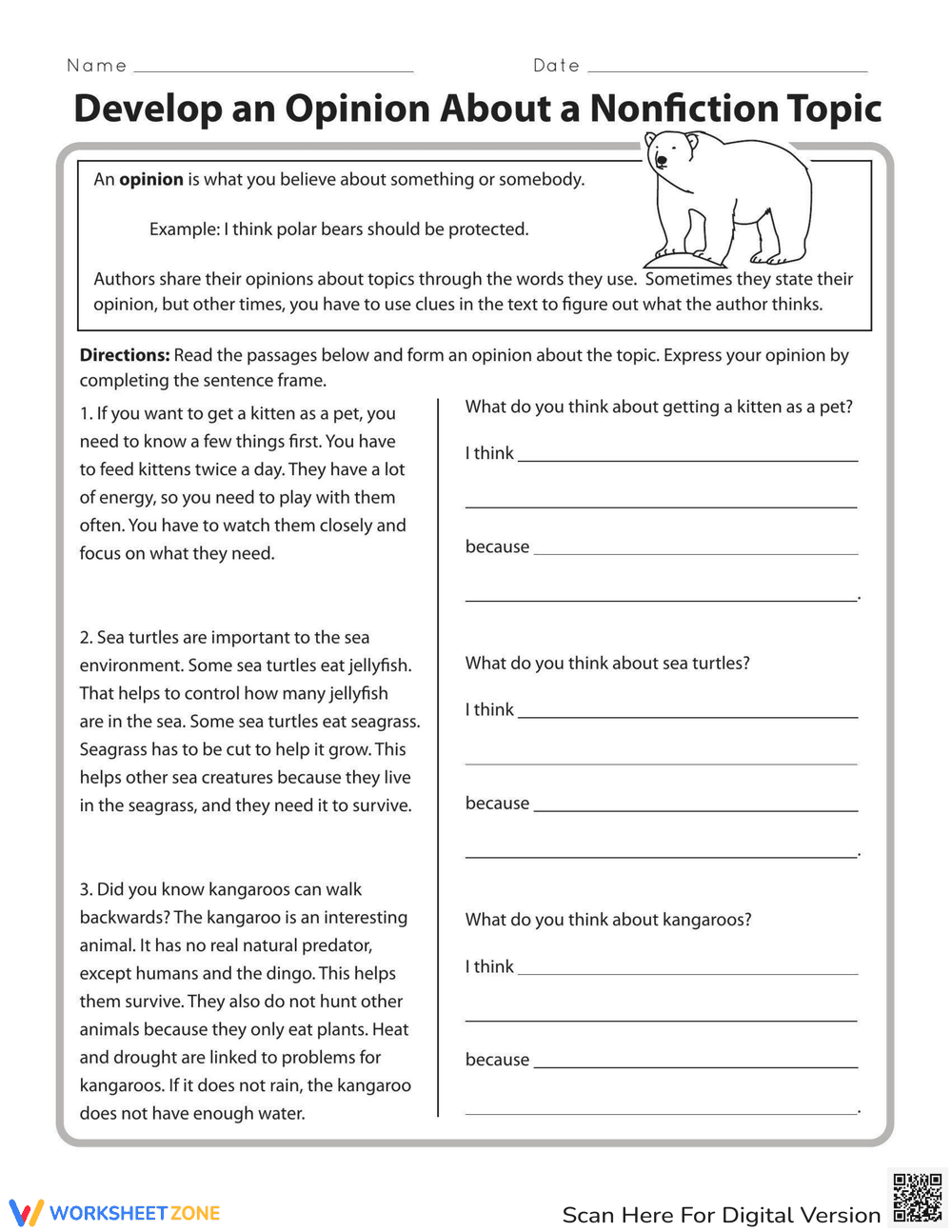 Develop an Opinion About a Nonfiction Topic - Page 1