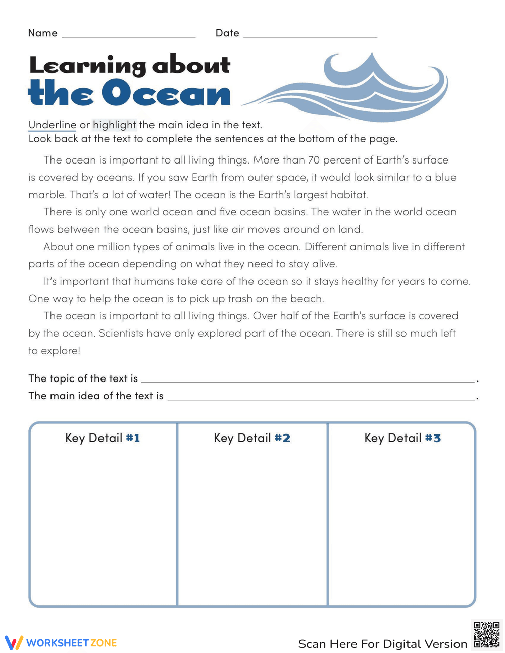 Learning About the Ocean Worksheet - Page 1