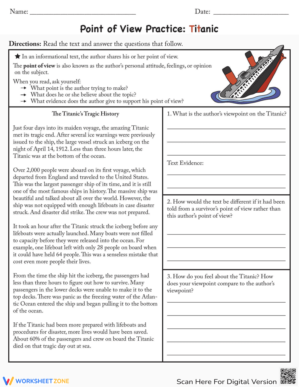 Point of View Practice: Titanic - Page 1