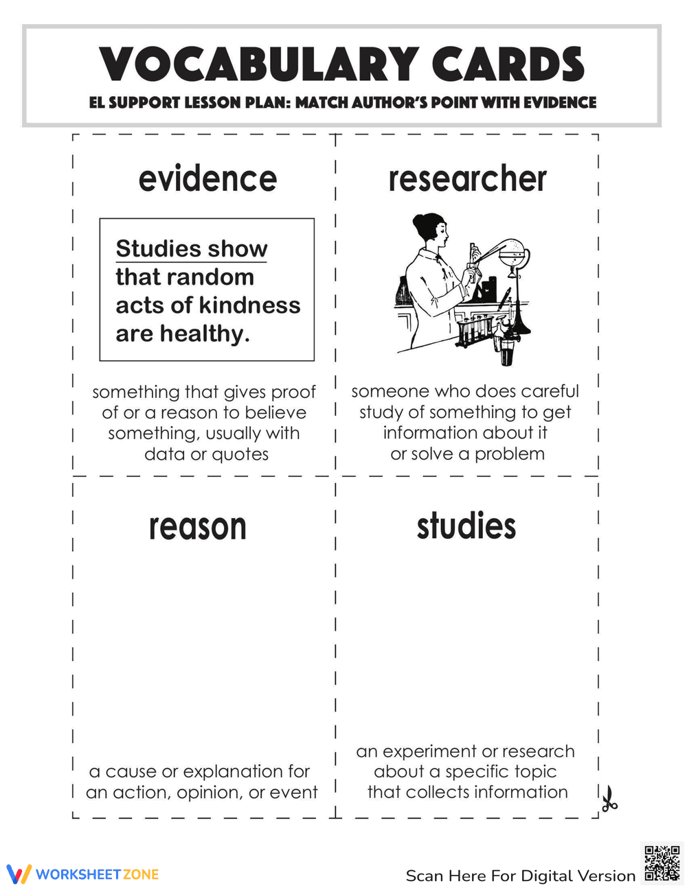 Vocabulary Cards: Match Author's Point - Page 1
