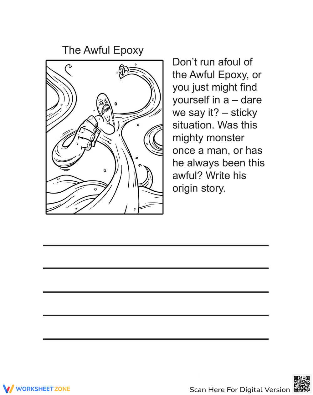 Awful Epoxy: Story Starter Worksheet - Page 1