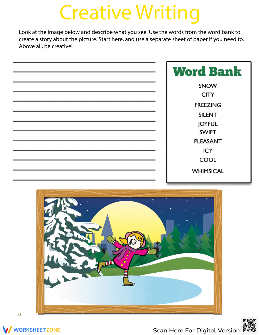 Ice Skating Story Reading Comprehension Worksheet - Page 1