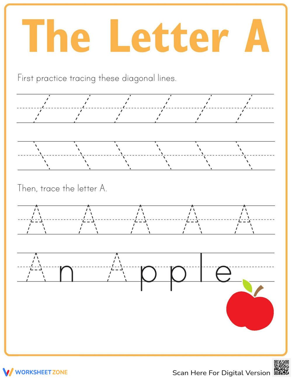 Practice Tracing the Letter A - Page 1