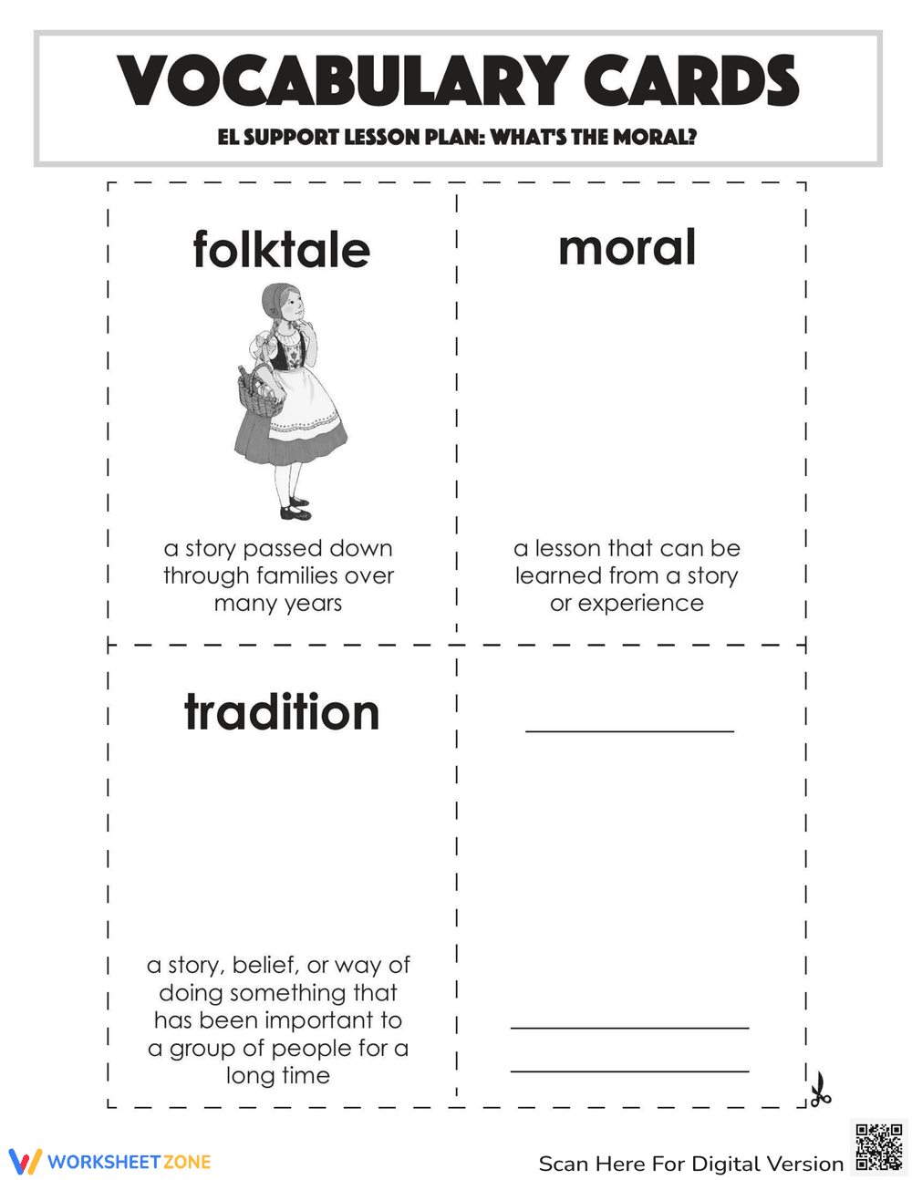 Vocabulary Cards: What's the Moral? - Page 2