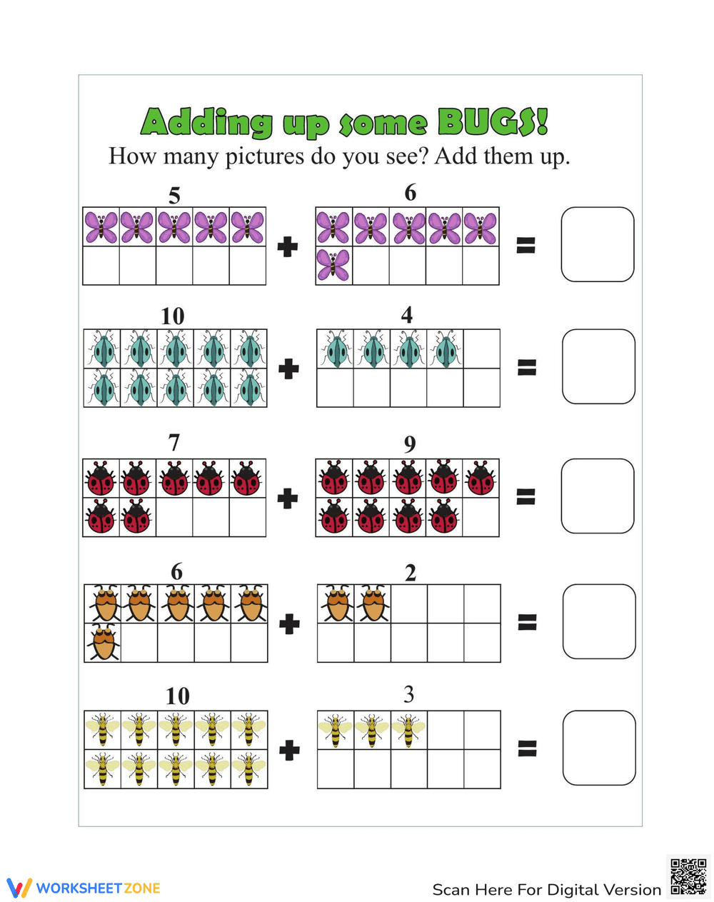 Add the Bugs Worksheet - Page 1