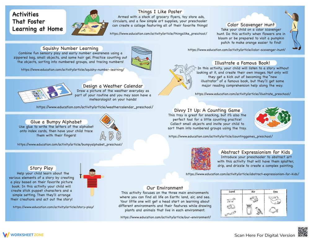 Foster Learning at Home Worksheet - Page 1