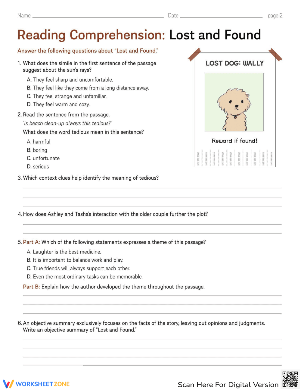 Reading Comprehension: Lost and Found - Page 2