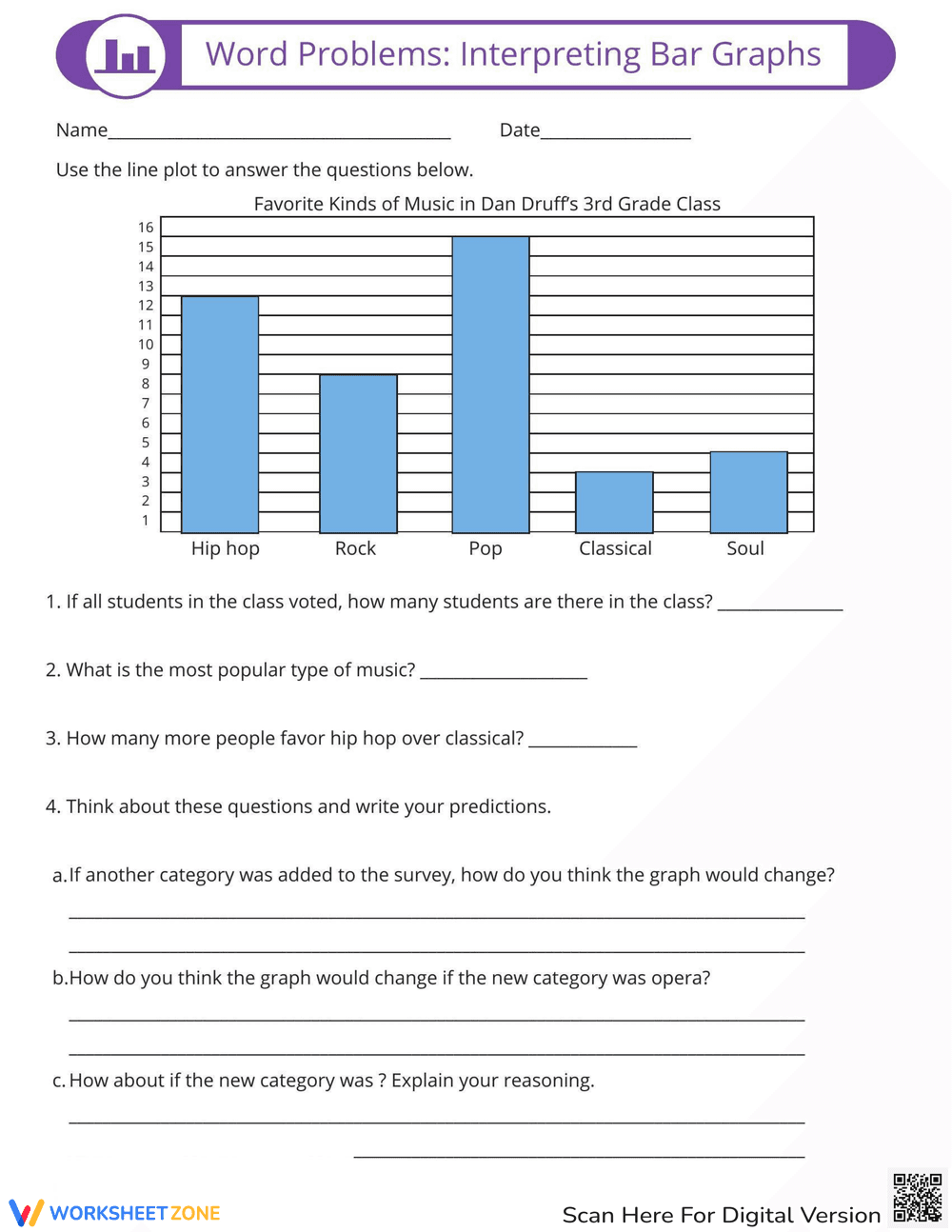 Interpreting Bar Graphs Word Problems - Page 1