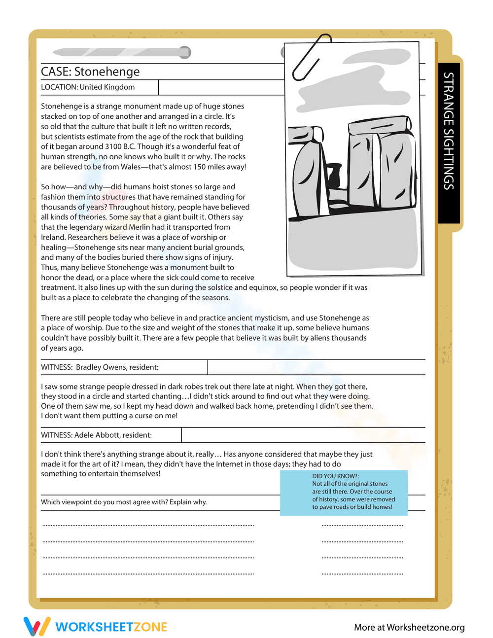 What is Stonehenge? Reading Comprehension - Page 1