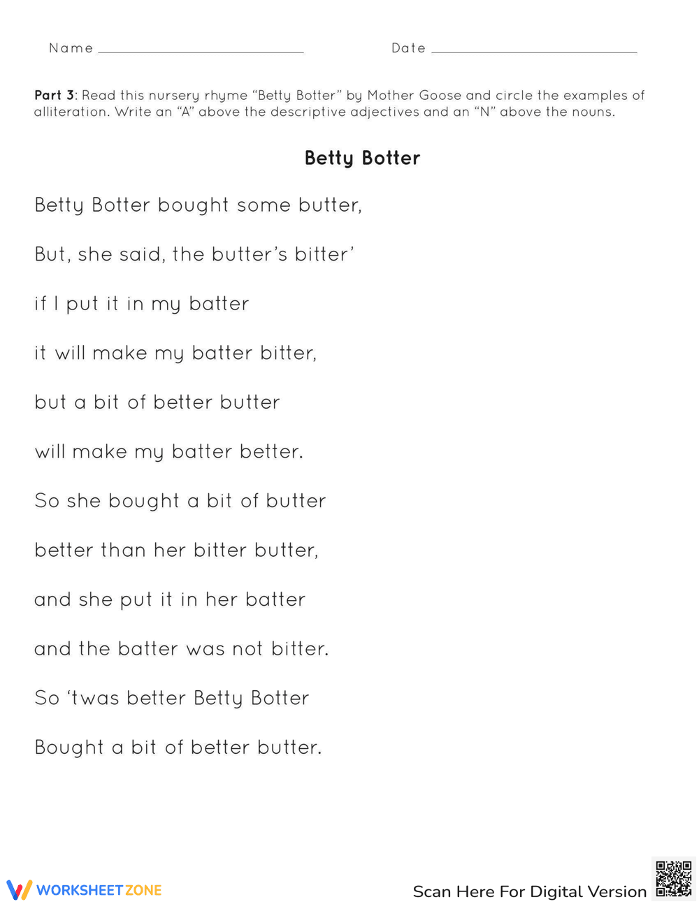 Identify Alliteration: Descriptive Adjectives & Nouns - Page 2