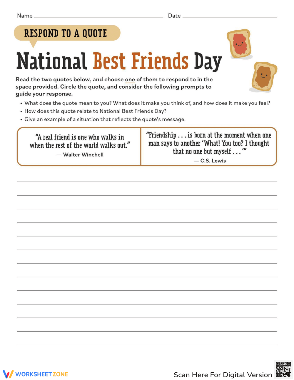 Respond to a Quote: National Best Friends Day - Page 1