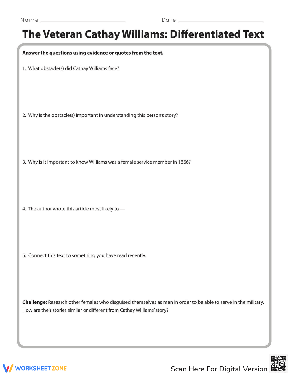 Cathay Williams Reading Comprehension - Page 2