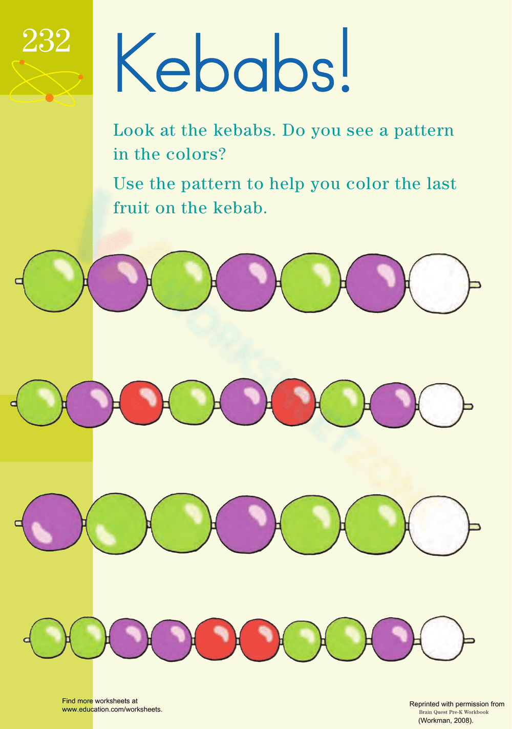 Identifying Fruit Patterns Worksheet - Page 1