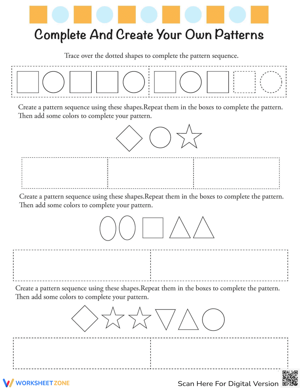 Creating Patterns Activity Worksheet - Page 1
