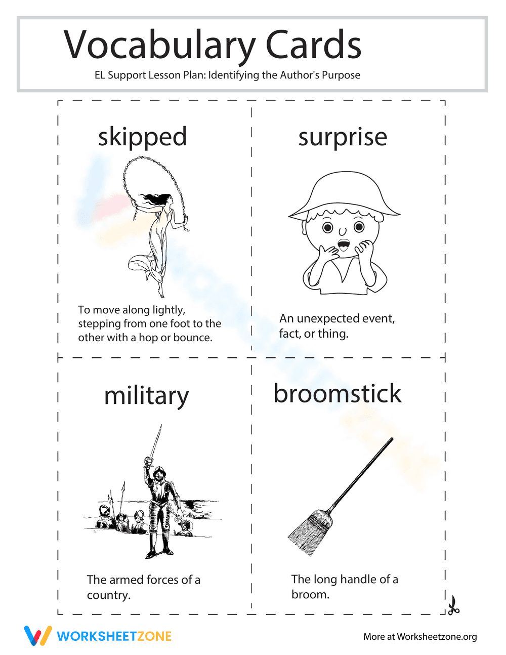 Vocabulary Cards: Identifying the Author's Purpose - Page 1