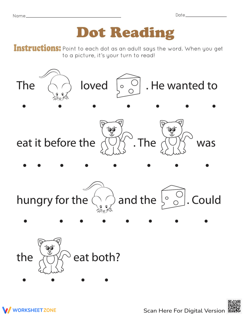 Dot Reading Worksheet - Page 1