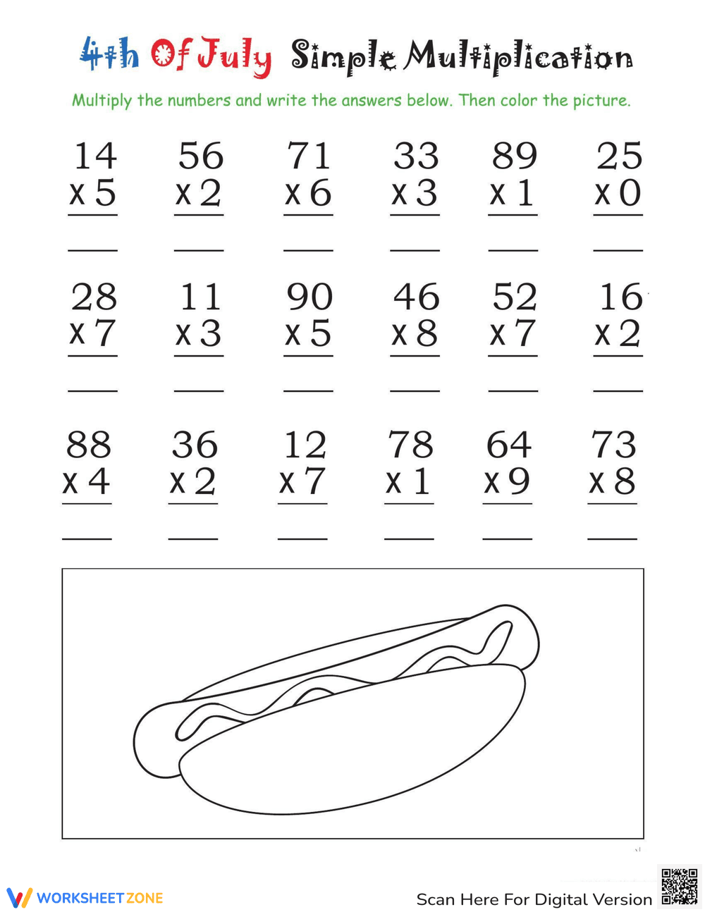 Multiplication Worksheet - Page 1