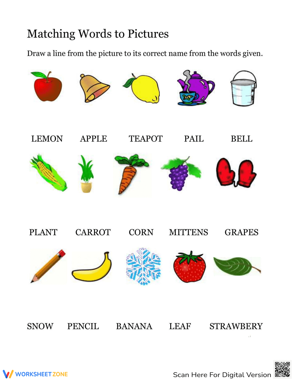 Matching Words to Pictures - Page 1