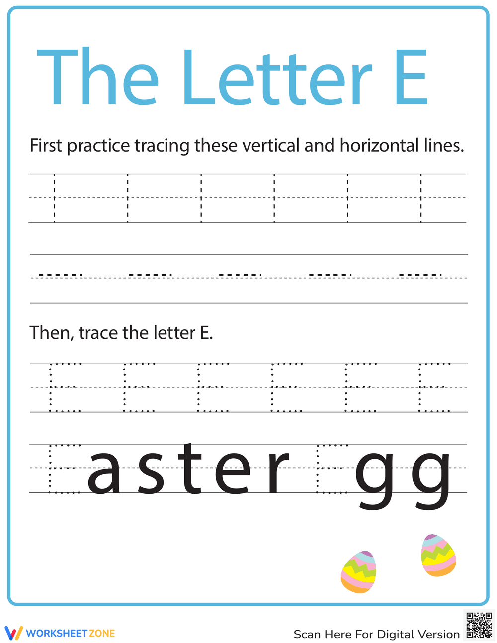 Practice Tracing E: A Pre-K Worksheet - Page 1