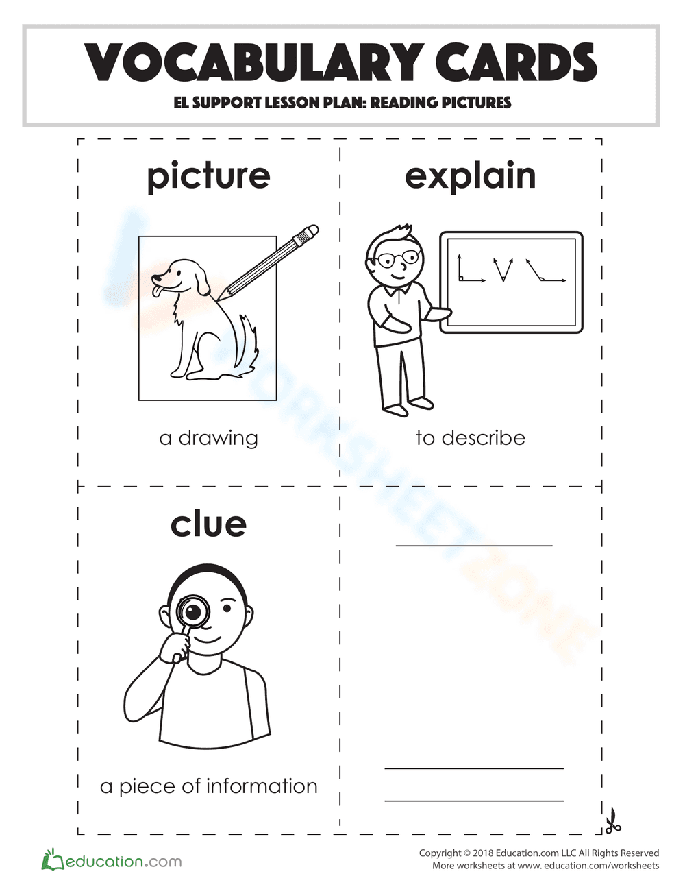 Vocabulary Cards: Reading Pictures - Page 1