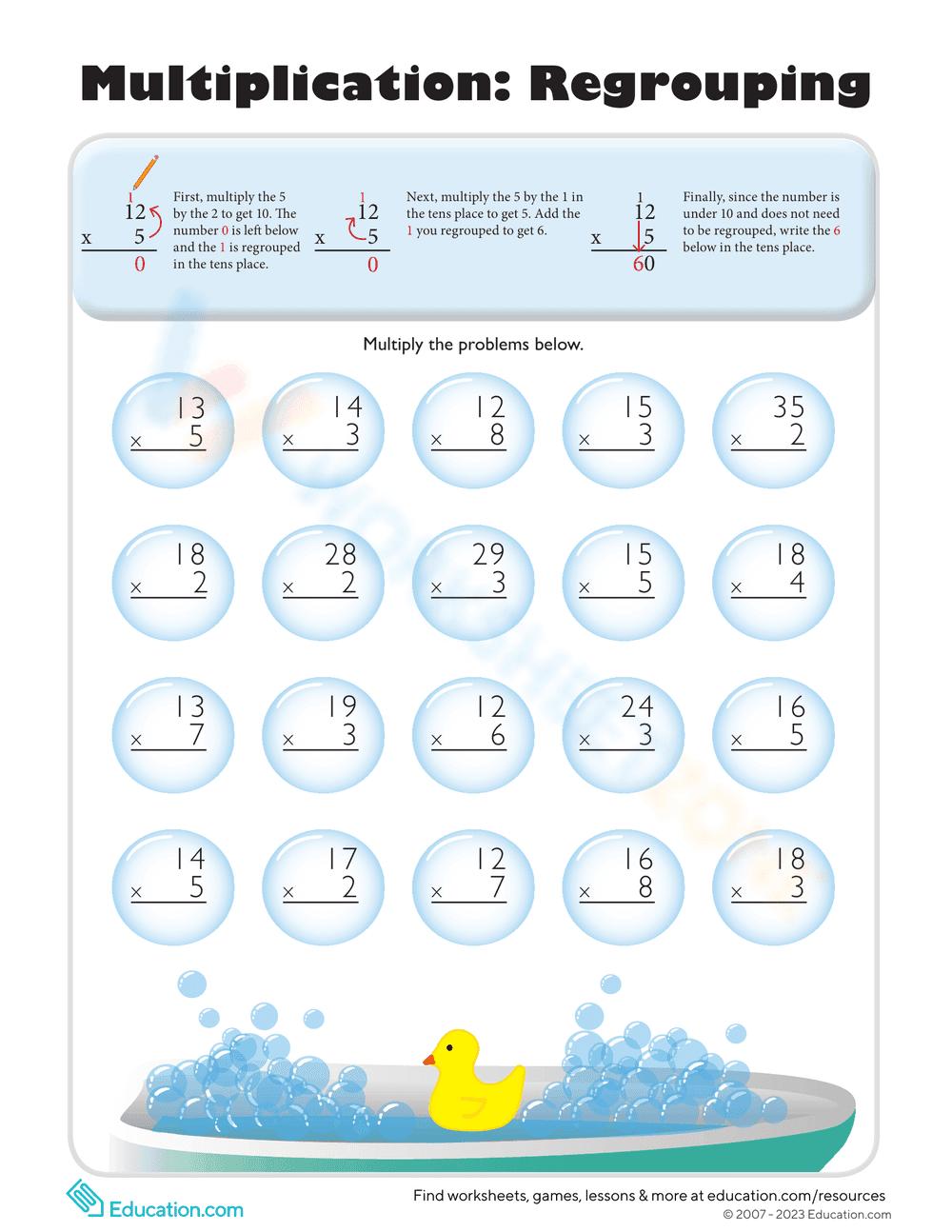 Master Multiplication with Regrouping Bootcamp - Page 1