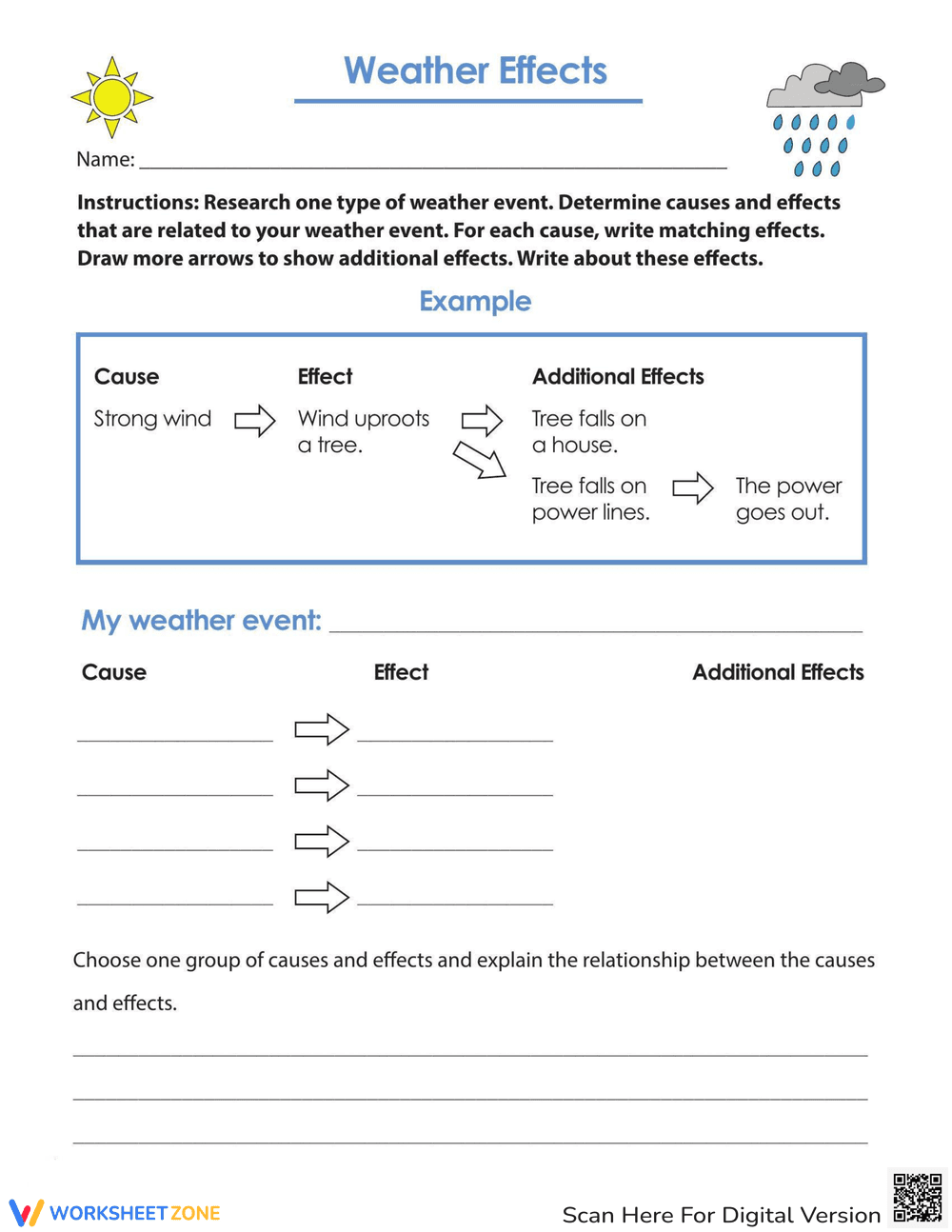 Analyzing Weather Event Effects Worksheet - Page 1
