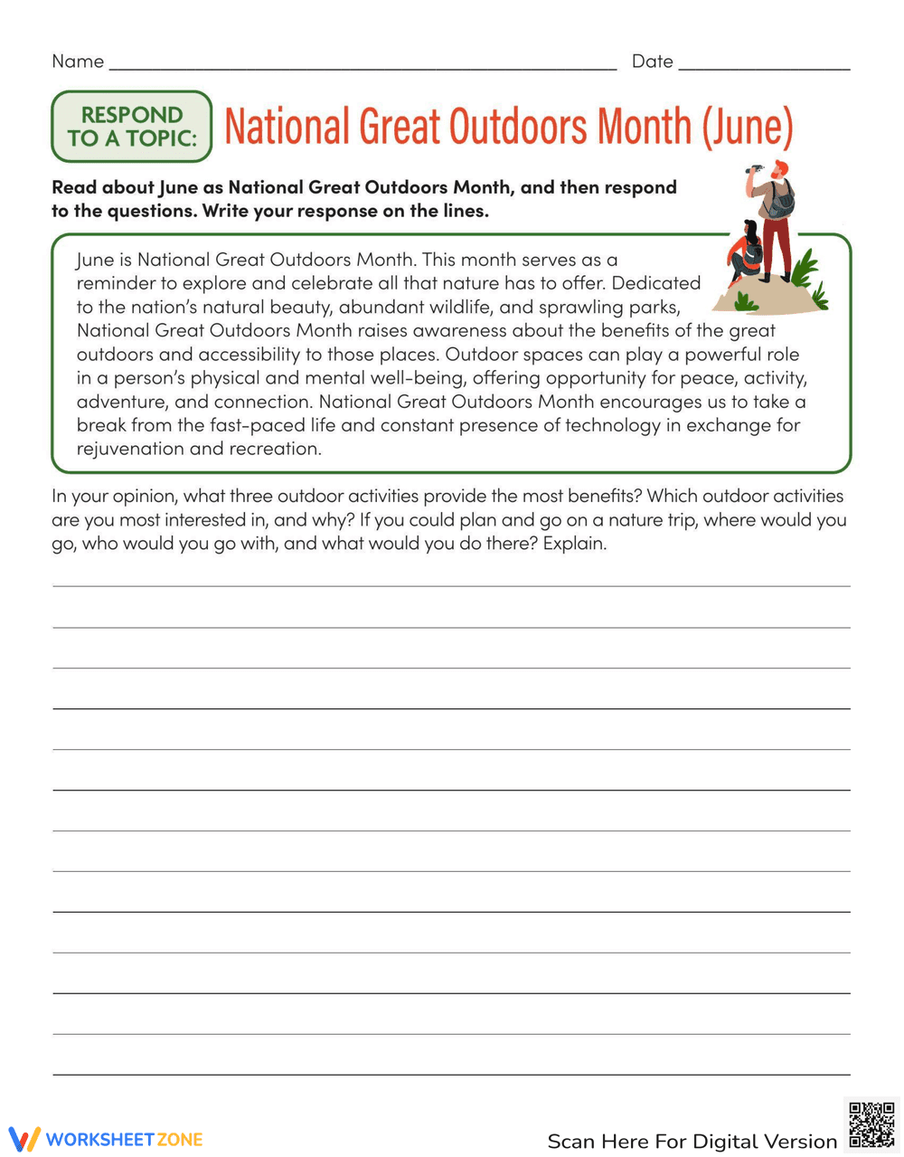 Great Outdoors Month Writing Reflection - Page 1