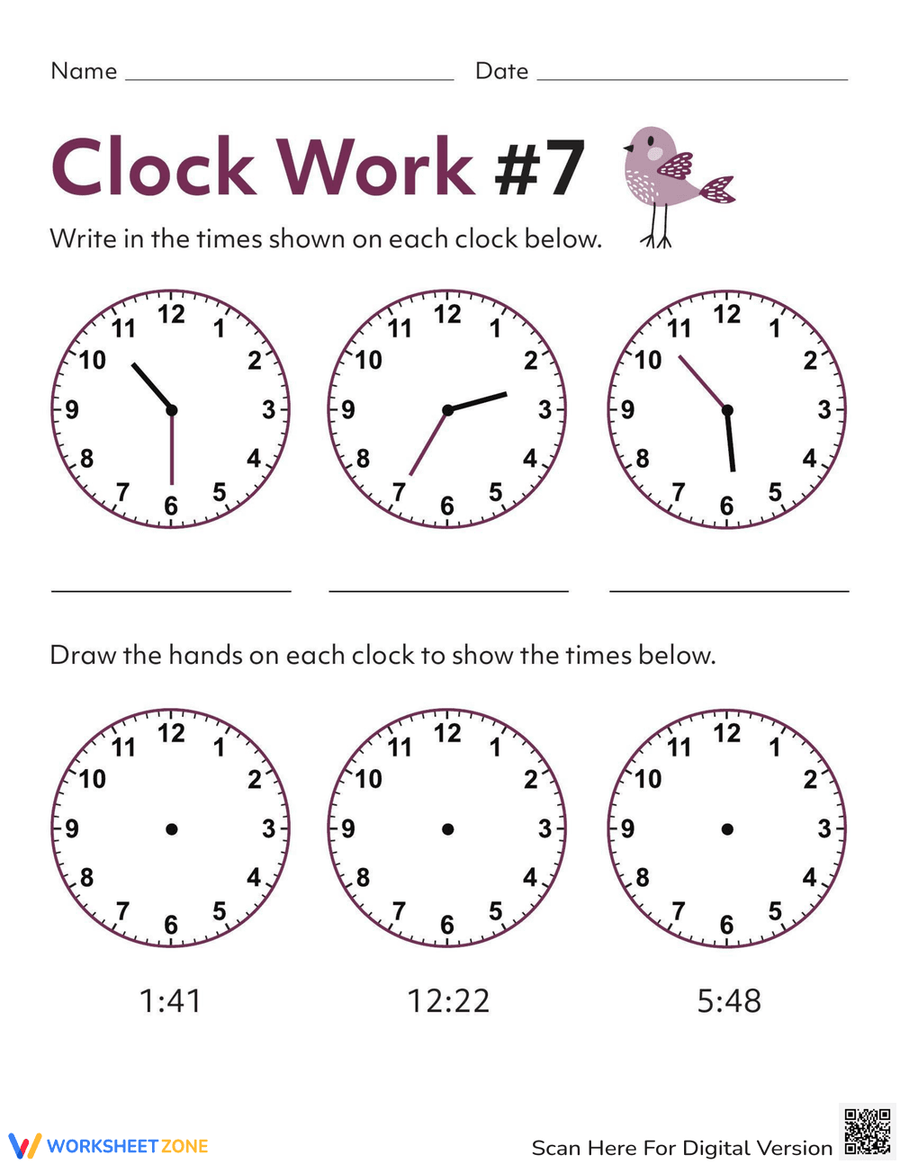 Telling Time with Clock - Page 1