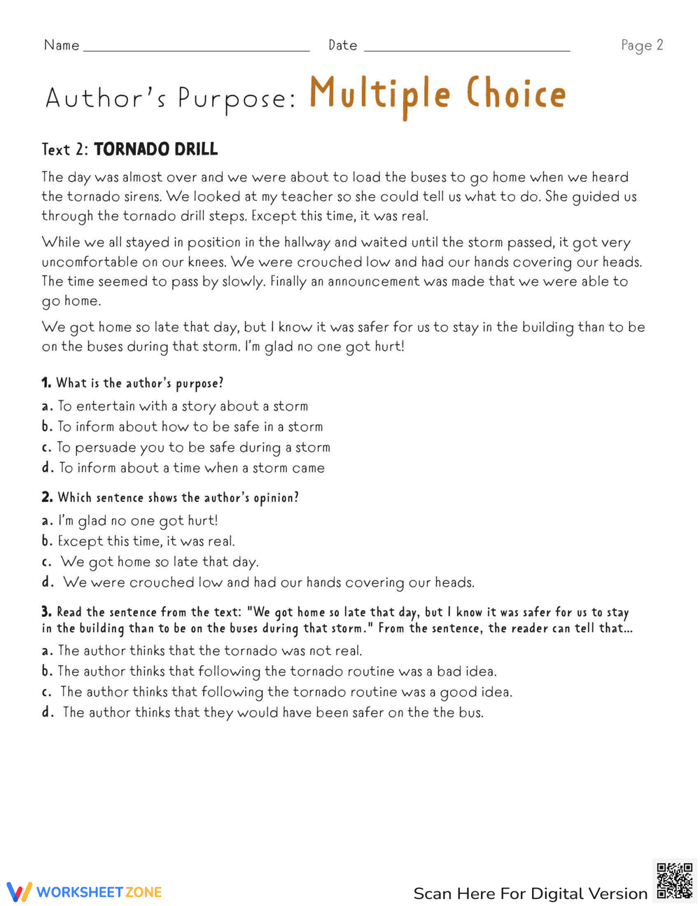 Author’s Purpose: Multiple Choice - Page 2