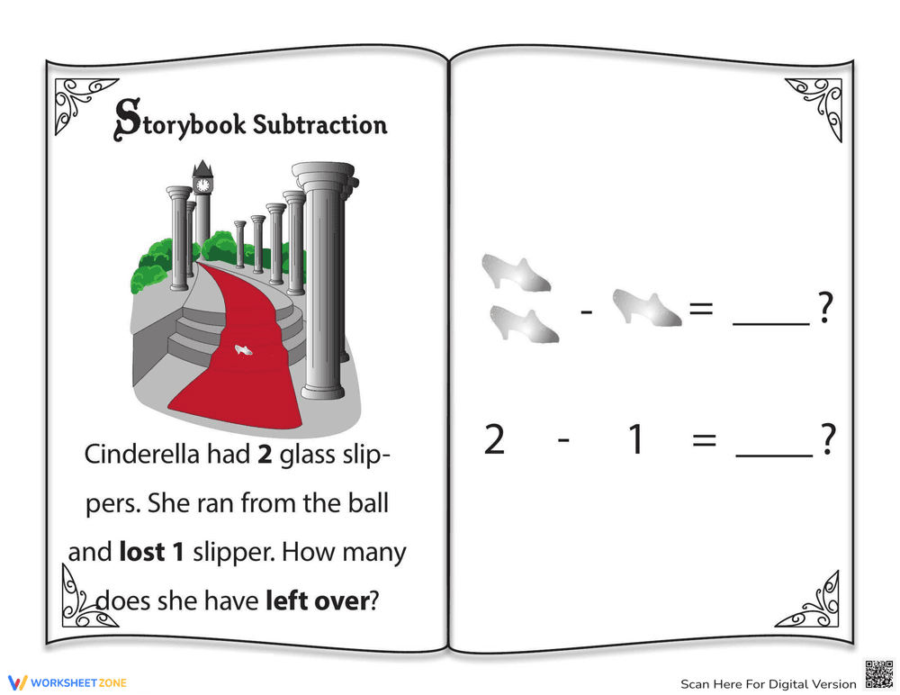 Cinderella Math Subtraction - Page 1