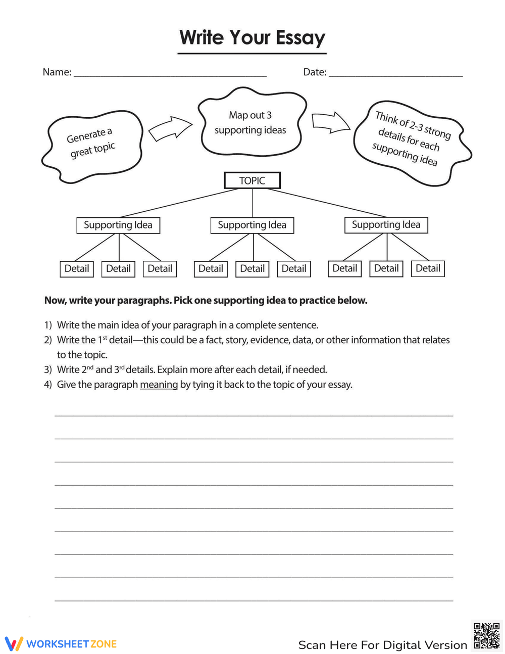 Write Your Essay Worksheet - Page 1