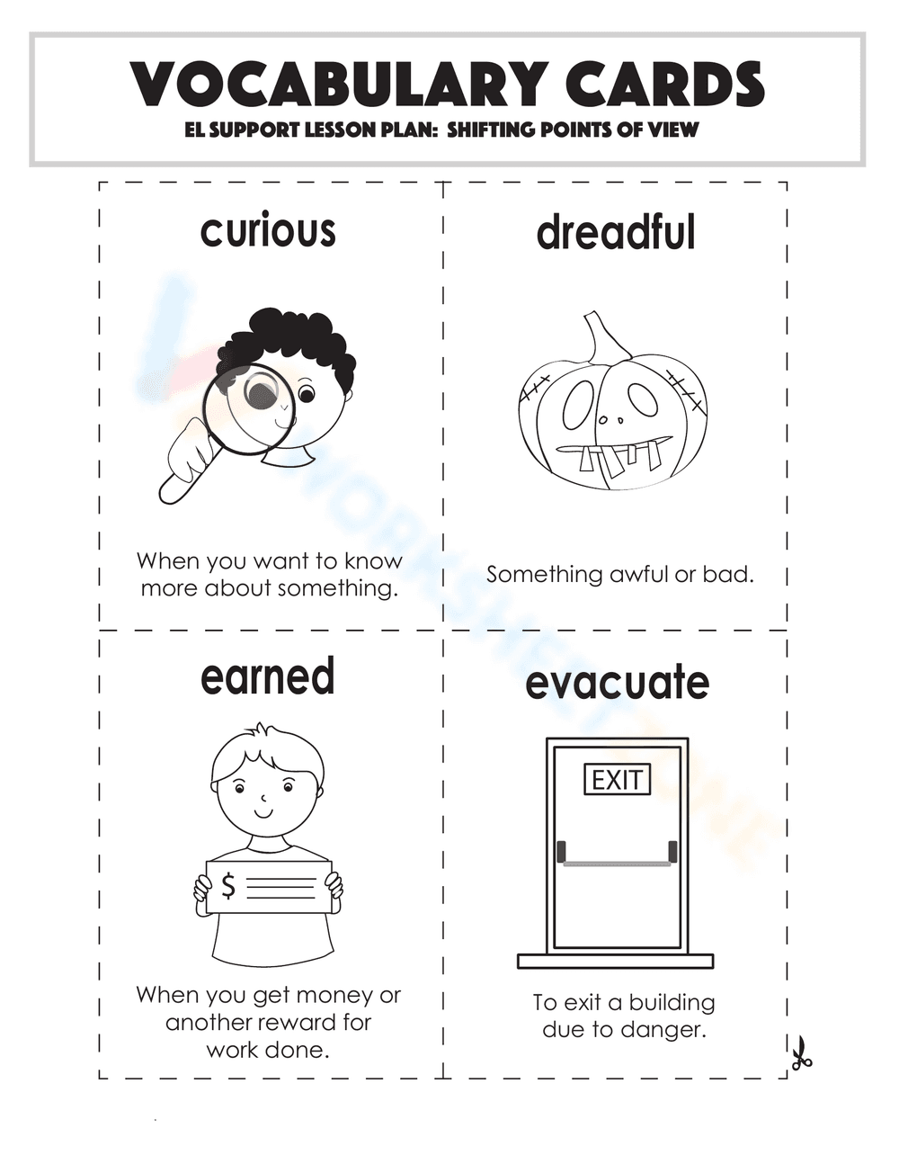 Vocabulary Cards: Shifting Points of View - Page 1