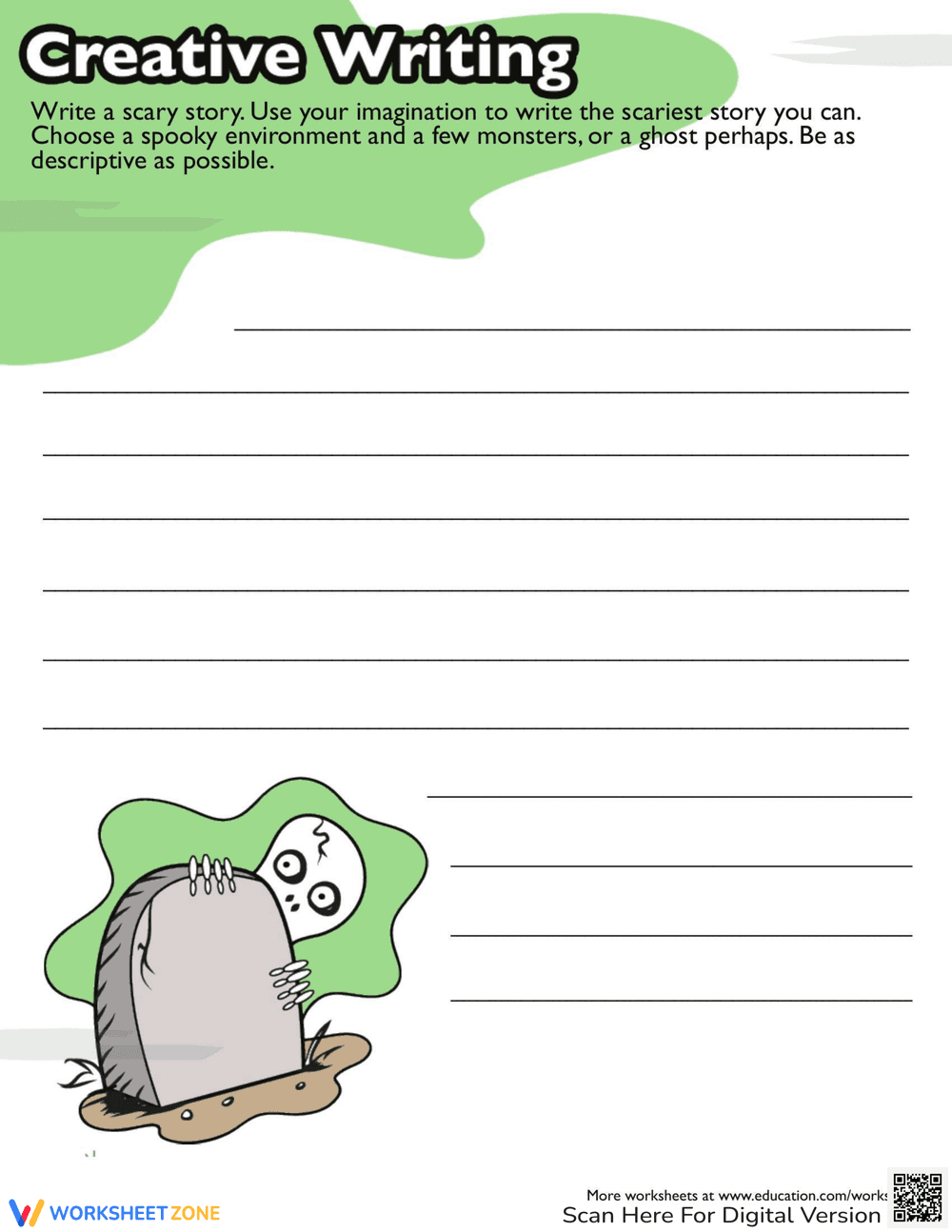 Create Spooky Tales with Halloween Story Starters Worksheet - Page 1