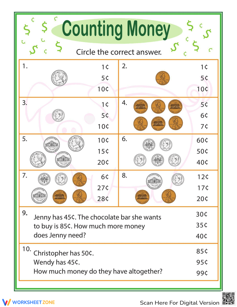 Practice Counting Money: Financial Literacy Worksheet - Page 1