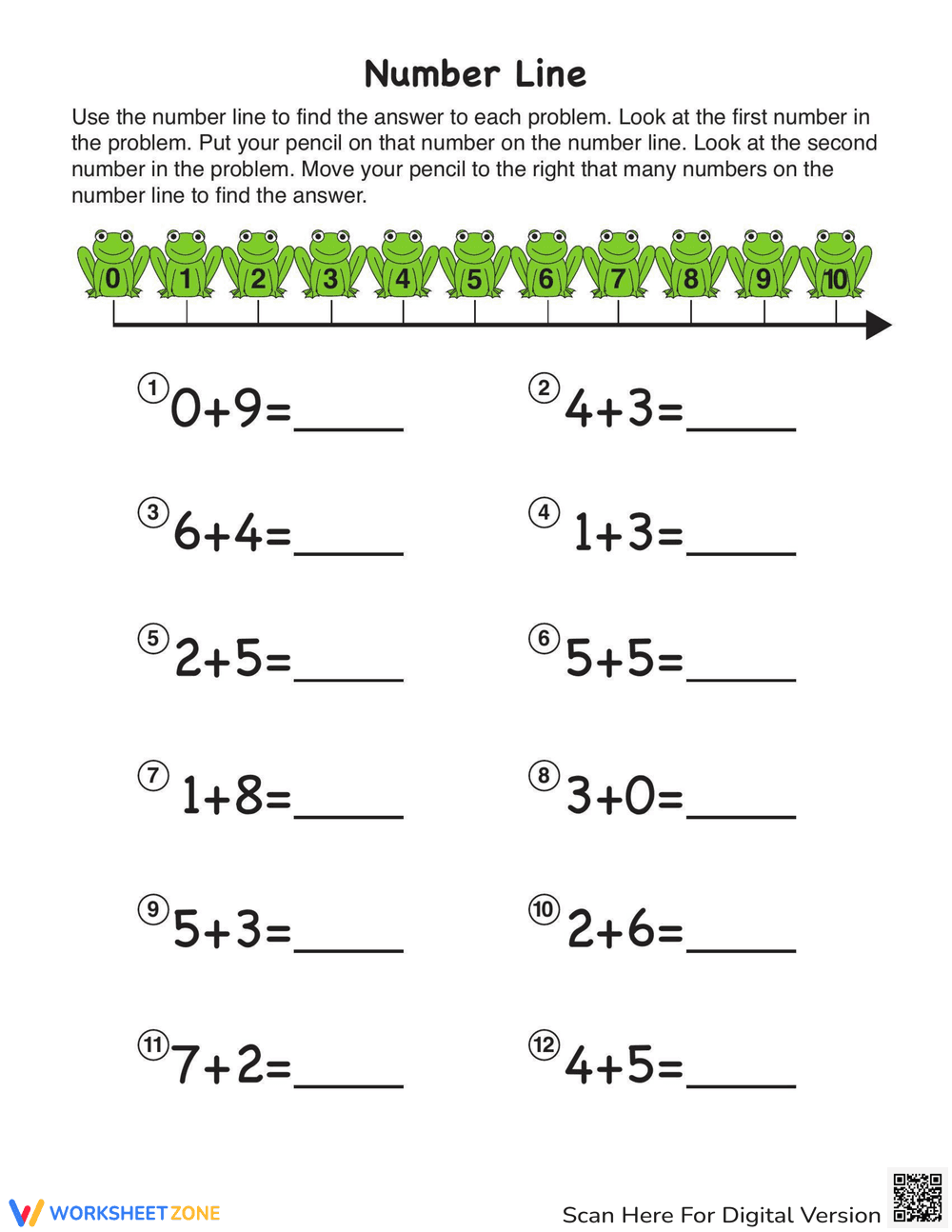 Adding with a Number Line: Math Worksheet - Page 2