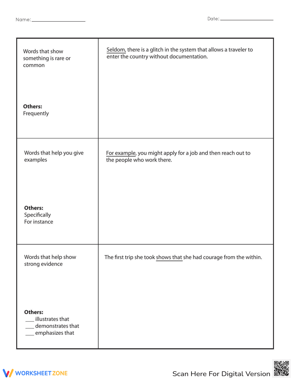 Transition Word Hunt Worksheet - Page 2