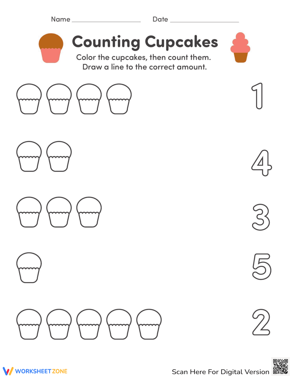 Counting Cupcakes: Math Fun Worksheet - Page 1