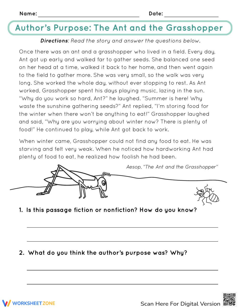 Author’s Purpose: The Ant and the Grasshopper - Page 1