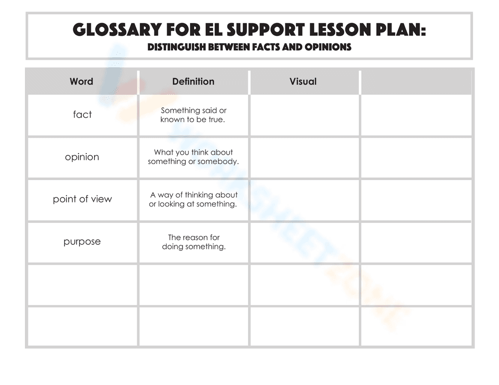 Distinguish Between Facts and Opinions Worksheet - Page 1