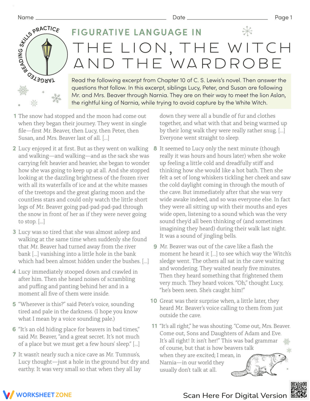 Figurative Language: The Lion, The Witch - Page 1