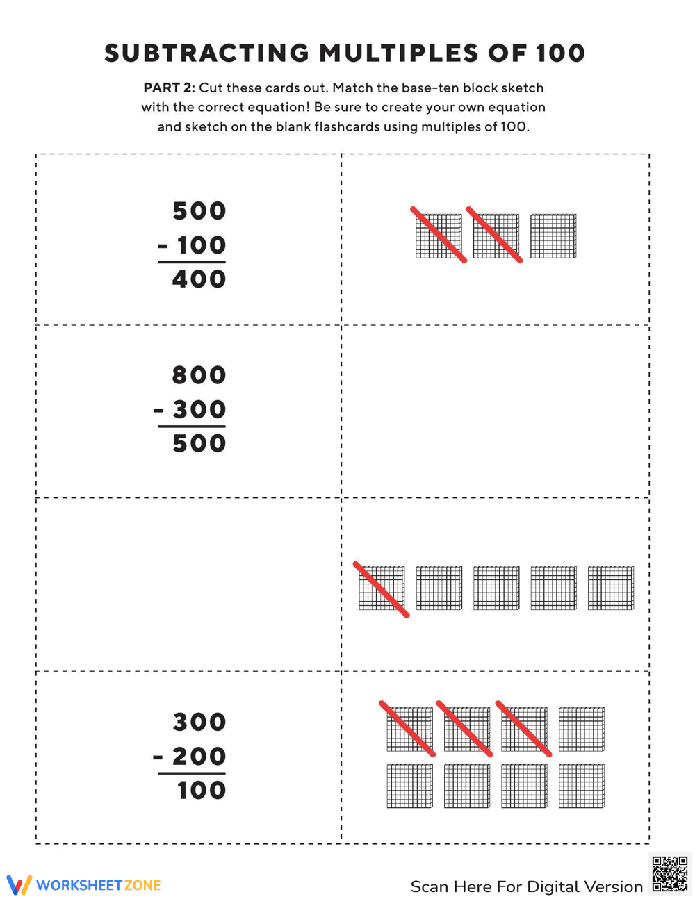 Subtracting Multiples of 100 Worksheet - Page 2