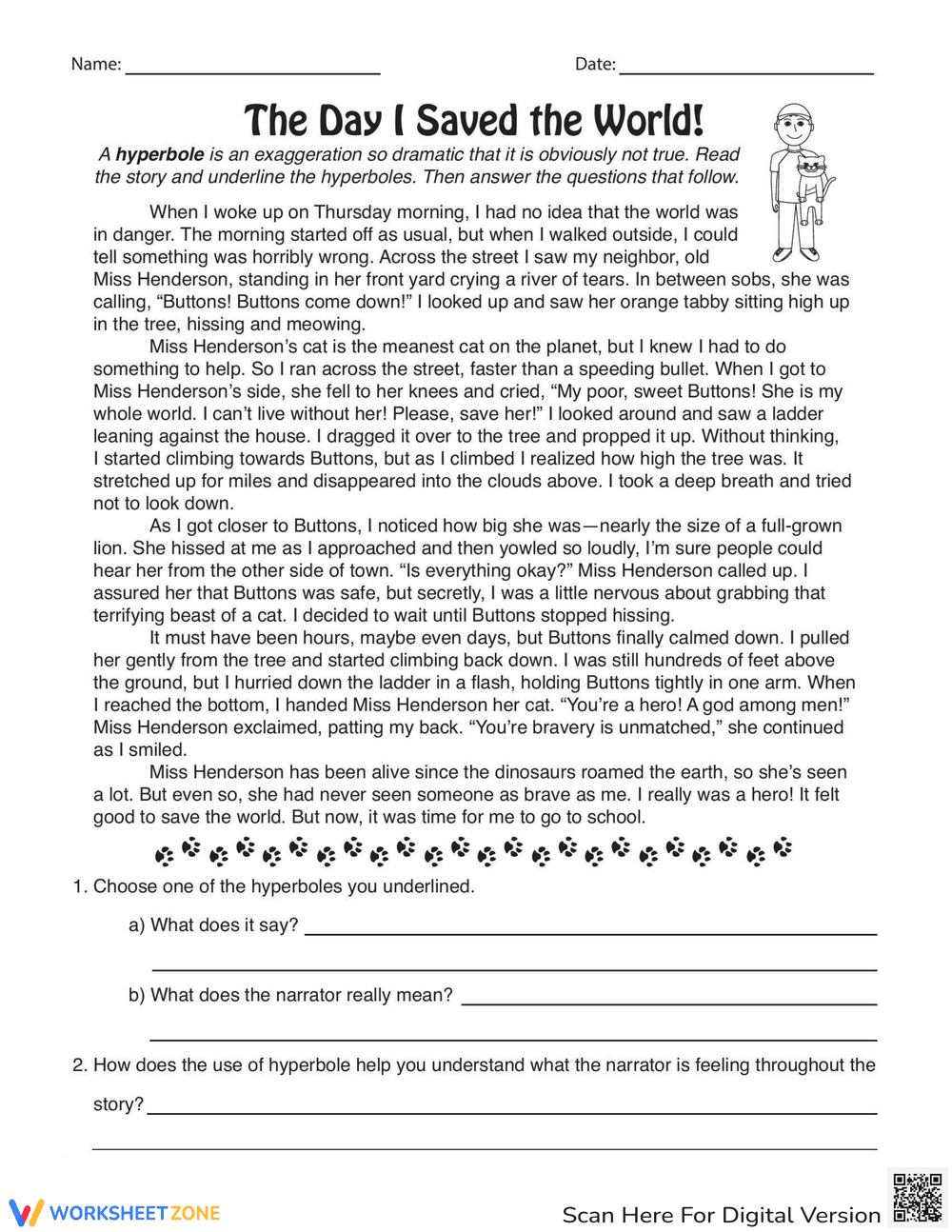 The Day I Saved the World Worksheet - Page 1