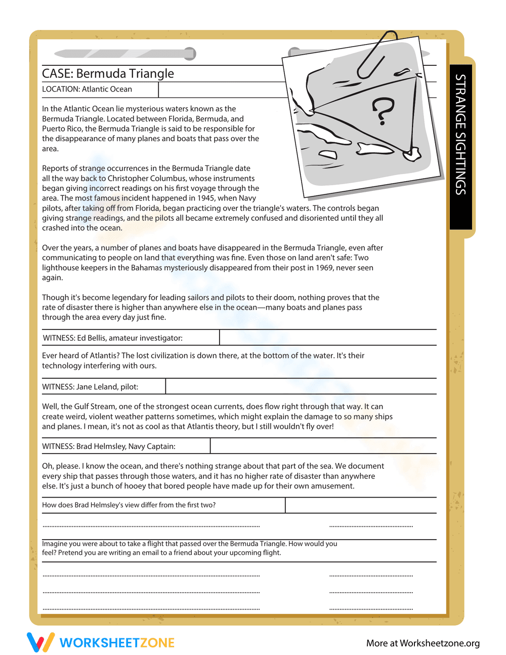 Bermuda Triangle Worksheet - Page 1
