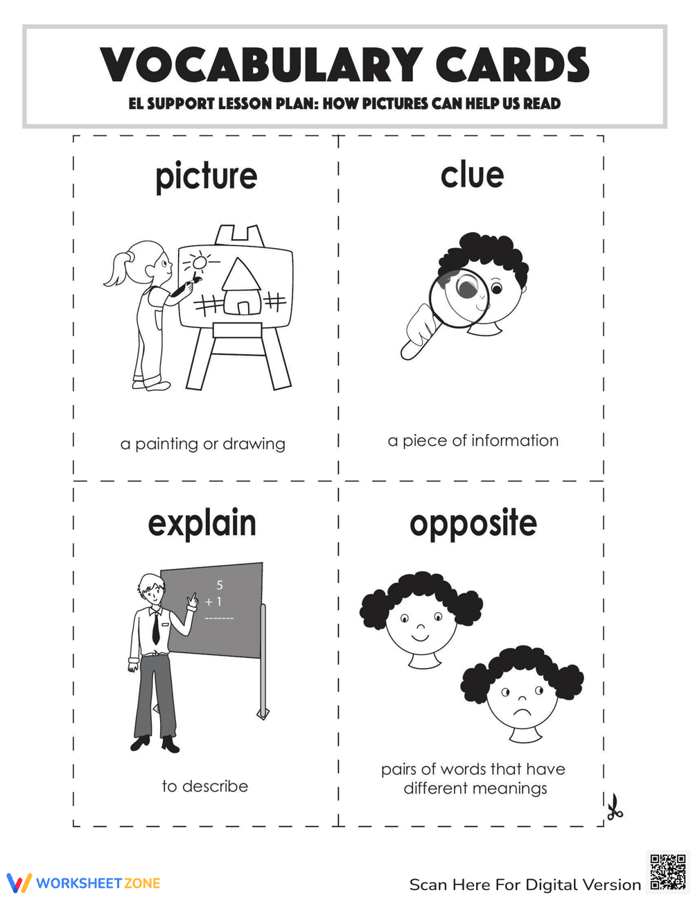 Vocabulary Cards: How Pictures Can Help Us Read - Page 1