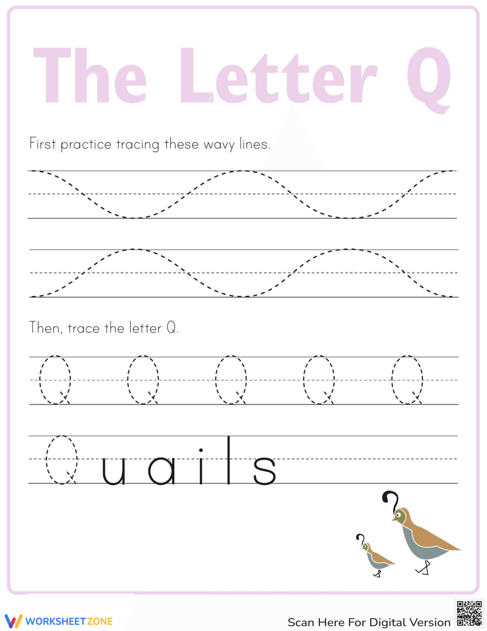 Printable Letter Q Tracing Practice - Page 1